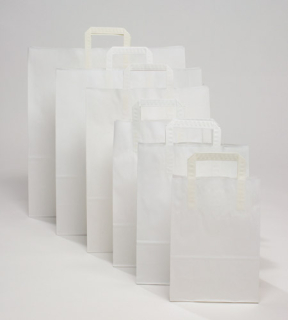 Papierové tašky 18+8x22cm - biele